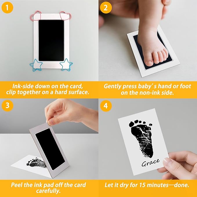 4-Pack Baby Inkless Hand and Footprint Kit Paw Nose Print Kit for Dogs Cats Pets Clean Touch Ink Pad for Baby Pets Newborn Keepsake Mess-Free Ink Pad