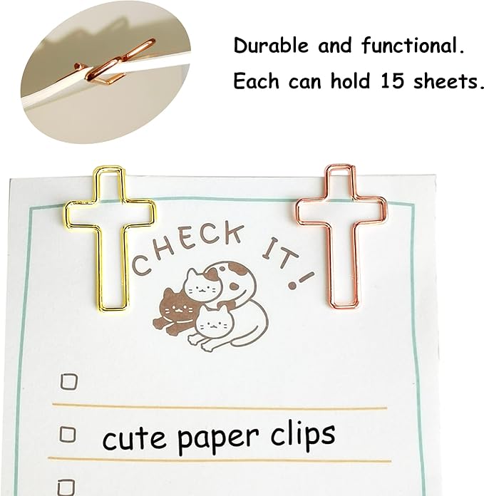 50 PCS Cross Paper Clips, Bible Study Supplies Bible Stuff Things Accessories Christian Bookmark Clips Bulk