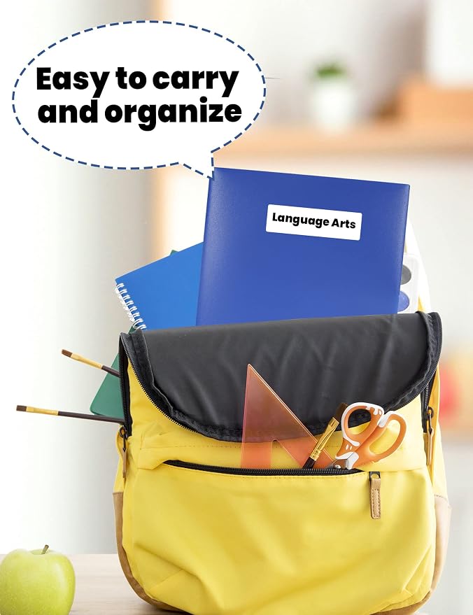 SUNEE 2 Pocket Folders (12 Pack, Blue) Heavy-Duty Plastic Folders with Pockets, Fit 8.5x11 Letter Size Paper, 2-Pocket File Folders for Kids, Home, School, Office