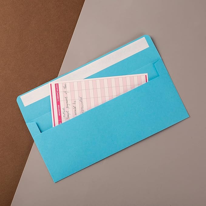 50 Pack Colorful #10 Business Envelopes Self Seal Letter Envelope | Standard Size, 4.13 x 9.49 Inches, For Office Checks, Letter Mailing, Invoices