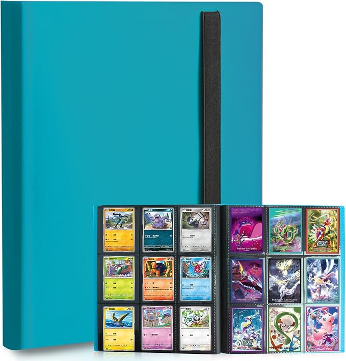 Card Binder, 9 Pocket Trading Card Album Folder,20 Pages, 360 Card Capacity Sports Card Binder, Premium Card Binders Compatible with MTG, TCG, Baseball Cards (Lake Blue)