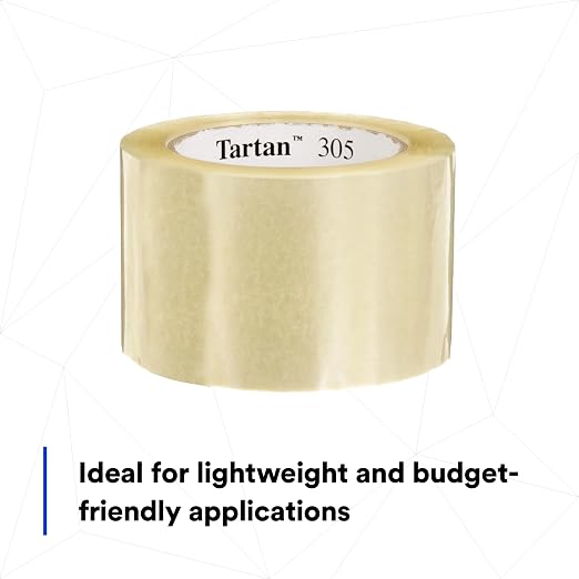 3M Tartan Box Sealing Tape 305, Clear, 2.83 in x 109.36 yds (72 mm x 100 m) | 24 Rolls Case, Light Duty, Durable