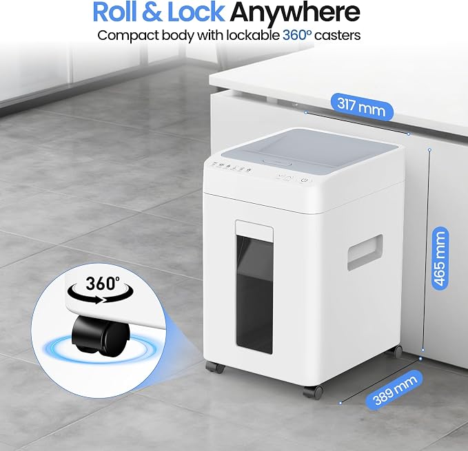 110 Sheets Micro Cut Paper Shredder Auto/Manual Feed Shredder P-4 Security Level for Home Office & Commercial Use 6.8 Gallons Bin with Casters