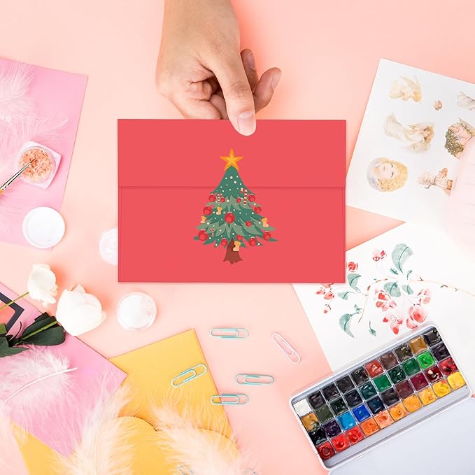 A2 Envelopes Red 100 Pack 4.375x5.75 Invitation Envelopes Self Seal for Wedding Birthday Party Baby Shower Thank You Notes, Greeting Cards (red)