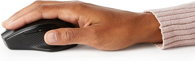 Amazon Basics Portable Wireless Computer Mouse, Ergonomic, 2.4 GHz Optical, DPI Adjustable, Easy to Use, Compatible With PC, Mac, Laptop, Black