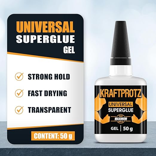 Super Glue Gel XXL Value Size 1.76oz – Non-Drip All Purpose Adhesive for Vertical Surfaces – Bonds Plastic, Wood, Metal & Ceramic – Clear Finish, Precision Tip – KRAFTPROTZ