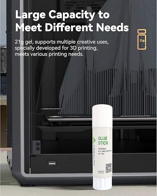 Creality 3D Printer Glue Sticks PVP Solid Glue Sticks for 3D Printing Hot Bed Build Plate, Enhanced Adhesion Reduces Warping for Filament, 3D Printer Adhesive for PLA/ABS/PETG/PC/PA/TPU, 4 Pack