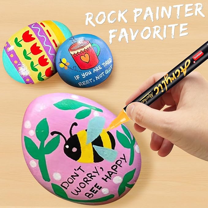 Acrylic Paint Pens Markers, 60 Colors Dual Tips Waterproof Paint Markers For Rock Painting, Fabric, Metal, Glass, Wood, Canvas, Ceramic, Plastic, Non-Toxic & Odor, Premium Art And DIY Craft Supplies