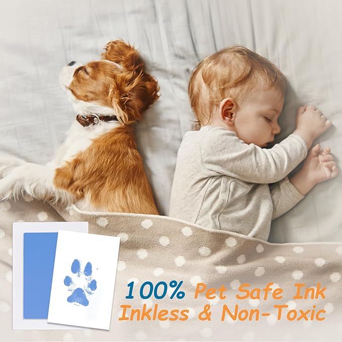 Paw Print Kit - Dog & Cat Paw & Nose Imprint Cards, Clean Touch Ink Pads for Keepsakes