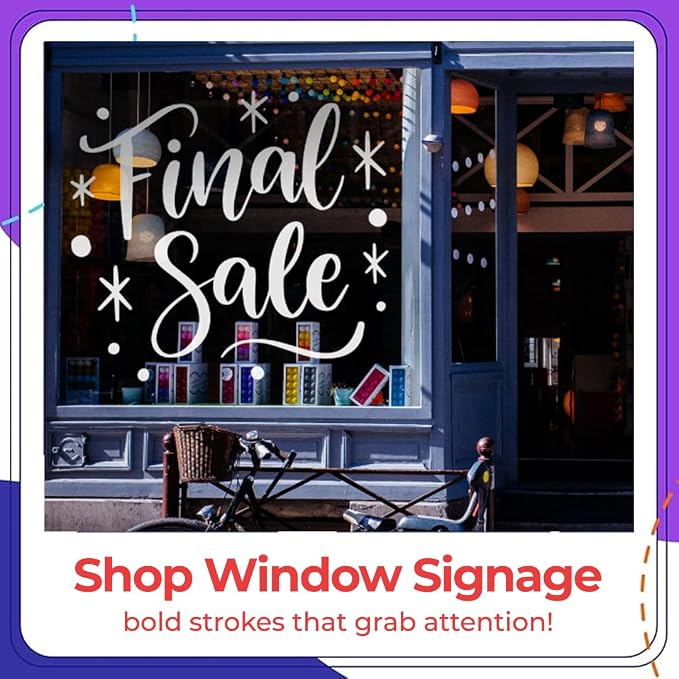 2 White Jumbo Window Markers for Cars - 15mm Jumbo Washable Chalk Markers | Liquid White Chalk Pens for Glass, Chalkboard, Whiteboard, Blackboard, Bistro - Loved by Teachers, Artists, Businesses