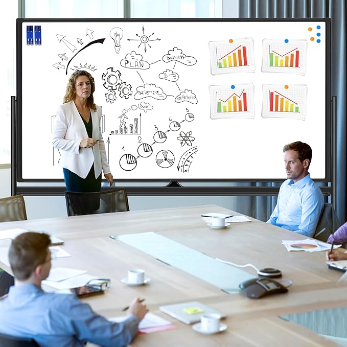 Large Rolling Dry Erase Board 72 x 40, Double Sided Easel Whiteboard with Wheels, Portable Magnetic Mobile White Board with Stand for Office, Classroom & Home
