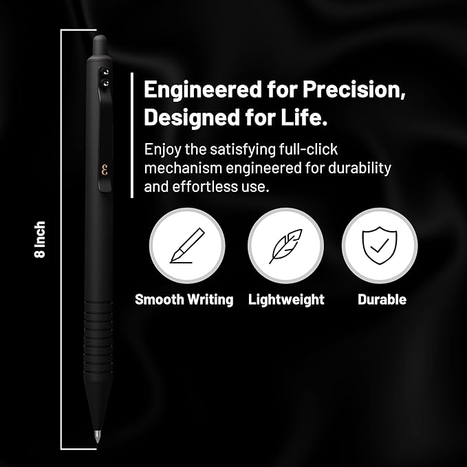 Everyman Black Super Matte Grafton Pen & Refill Set | Refillable Metal 0.7mm Gel Pen with 3 Smooth Black Ink Refills | Premium EDC Writing Tool for Office, Work, Travel & Gifting