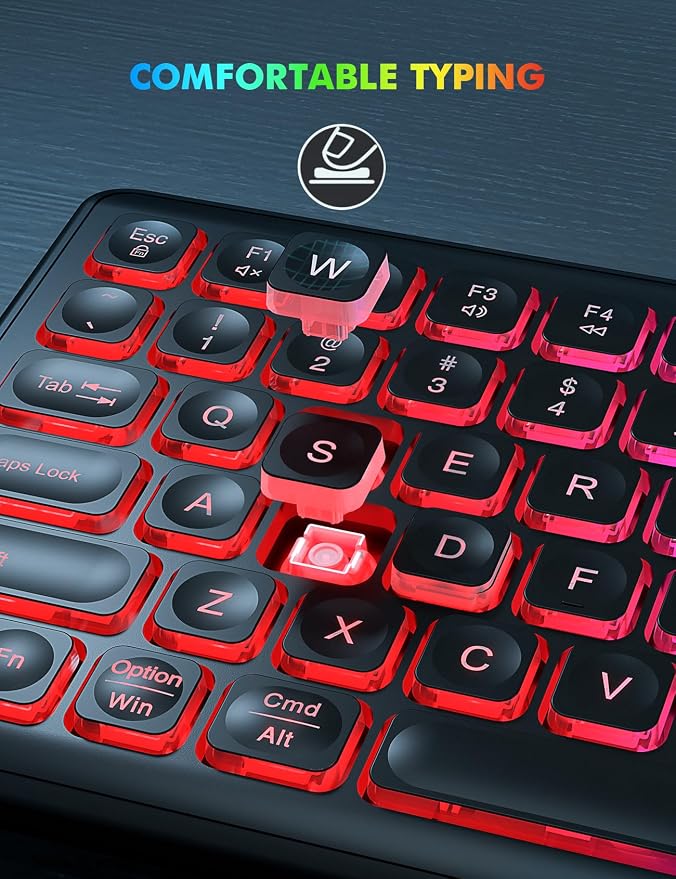 Wireless Keyboard and Mouse Combo with RGB Backlit, Rechargeable | Light Up Letters, Full-Size, Soft Typing, Sleep Mode, 2.4GHz Quiet Keyboard Set for Mac, Windows, Laptop, PC, Trueque KM42Pro