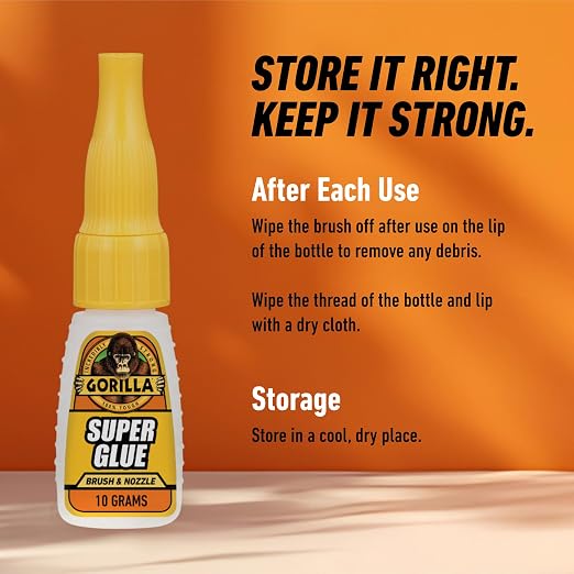 Gorilla Super Glue with Brush & Nozzle Applicator, Clear, 12 g, 2-Pack | All Purpose, Fast Setting for Projects and Repairs, Anti-Clog Cap, Ideal for Wood, Metal, and Plastic