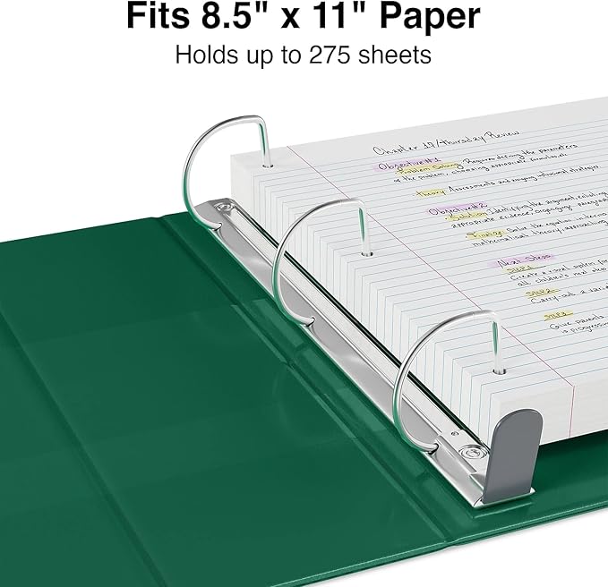 Staples Heavy-Duty 1-Inch D-Ring View Binder, Reinforced Spine, Holds Up to 275 Sheets, Green, for Office & School