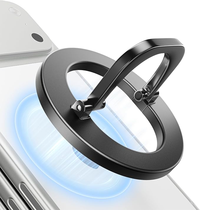 SUPERONE for MagSafe Phone Grip, Adjustable Magnetic Phone Ring Holder | Removable Phone Finger Ring Kickstand，Mag Safe Accessories Only Compatible with iPhone 17 - 12 Series, Mag Safe Case - Black