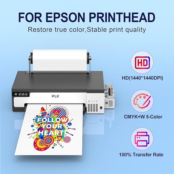 PLK A3 DTF Printer,XP600 DTF Machine,Roll Feeder & Film-Cutter,Double Speed,Upgraded L18058 with White Ink Stirring System,Custom Garment Printing (A3 Printer+Oven+Laptop)