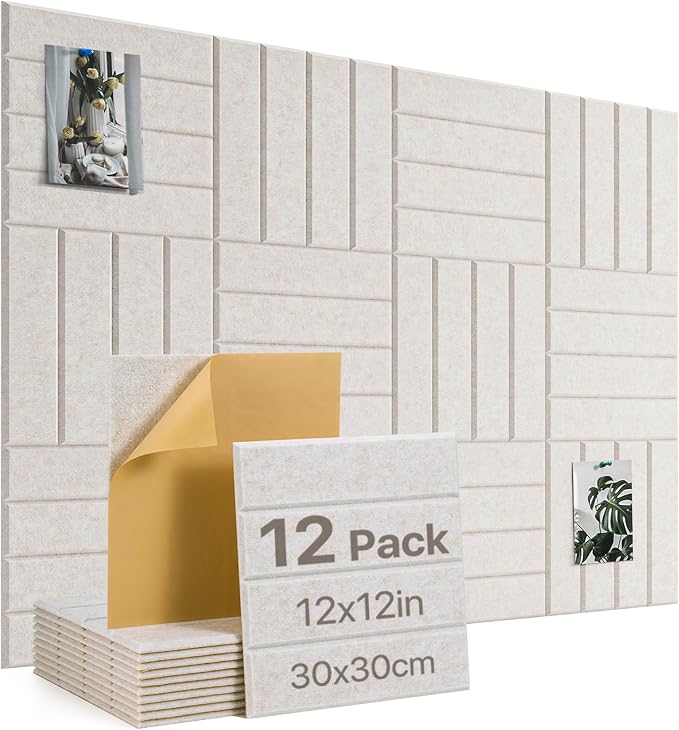 Cork Board, 48"x36" Felt Bulletin Board with Self Adhesive Camel | Cork Boards for Office, 12 Pack Pin Boards For Walls, Use in Bedroom Home Classroom Decor