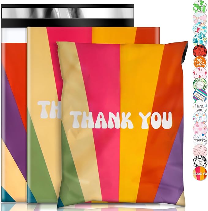 Oududianzi Poly Mailers 10x13, 100Pack Shipping Bags, Plastic Packaging Bags, Self-Seal Polymailers, Mailers Poly Bags, Package Bags for Small Business and Clothing - Rainbow