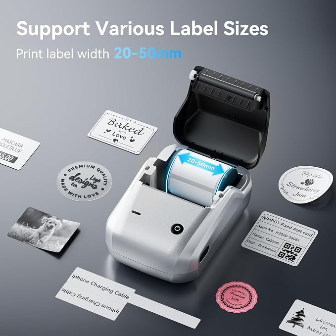 NIIMBOT B1 Label Maker with Tapes Set, 2 Inch Thermal Label Printer, Silver | Labeling for Home Office School Small Business, Crafts, Retail,Support Smartphones & PC,Come With 3 Rolls Tapes