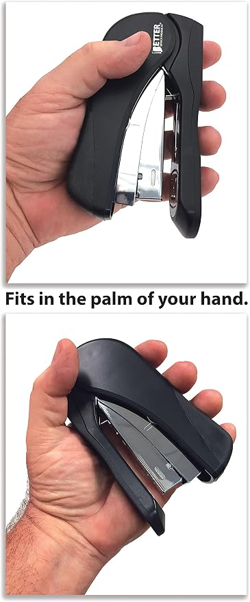 Better Office Products Heavy Duty Easy Grip Stapler, Effortless, with 1,000 Regular 1/4" Staples, High Capacity Compact Palm of Your Hand Size, Ergonomic Soft Grip