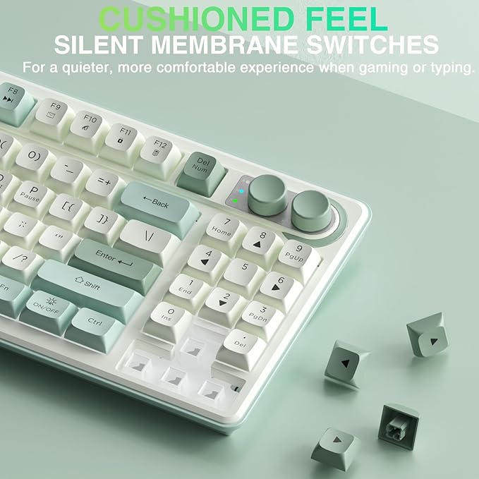 SOLAKAKA SK90-75% Wireless Keyboard, Cute Creamy Gaming Keyboard with Number Pad, Tri-Mode BT5.0/2.4G/USB-C, Media Knob, RGB Backlit, Quiet Keys Silent Office Keyboards for PC MAC
