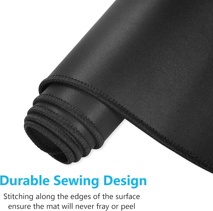 Dapesuom Large Mouse Pad, Extended Gaming Mouse Mat with Stitched Edges, Full Size Desk Mats with Non-Slip Base, Computer Big Desktop Keyboard Pad for Gamer, Laptop, Office, 23.6 x 11.8 in, Jet Black