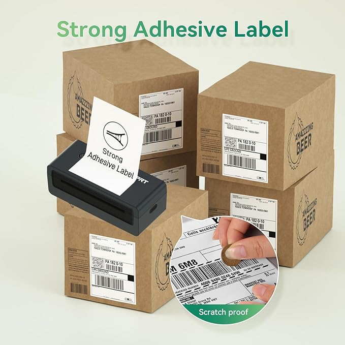 iDPRT Shipping Labels - 4x6 Thermal Direct Address Labels, Fan-Fold, Strong Adhesive, 500 per Stack, Compatible with JADENS,MUNBYN,Nelko,Phomemo,KNAON,iDPRT Thermal Label Printers