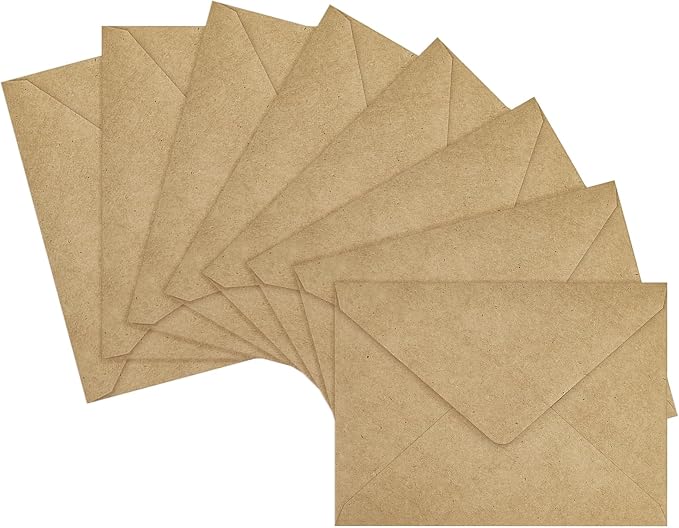 200 Pack A7 Envelopes, Kraft Greeting Card Envelopes Self Seal, 5.24 x 7.24 in Envelopes for Birthday Graduation Baby Shower Wedding Invitation Cards