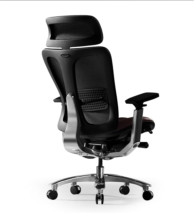 TOMU Genuine Leather Office Chair - Ergonomic Executive Office Chair for Boss and Manager, with Adjustable armrest, Headrest, Lumbar Support and Reclining Back- Luxury and Commercial