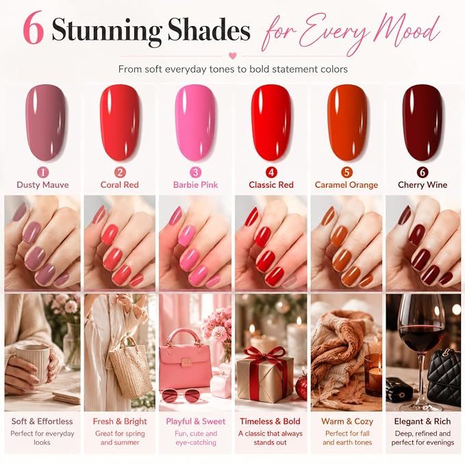 6 Colors Nail Polish Pens, Quick Dry Water-Based Nail Polish Pen for Women | One Step Gel Nail Polish Pens, Nail Pens No UV Lamp,Nail Color for Women Beginners DIY Manicurer