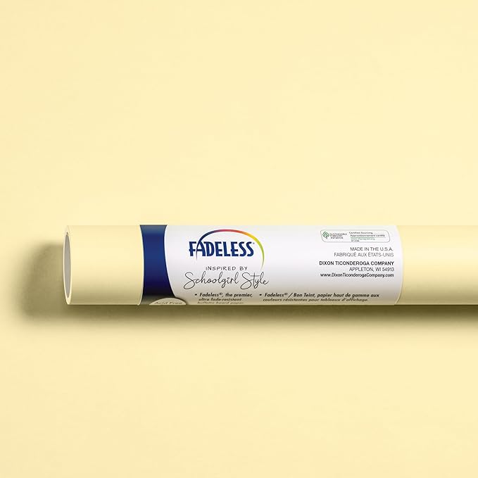 Fadeless Schoolgirl Style Bulletin Board Paper, Lemon Drop, 47.25" x 12', 1 Roll