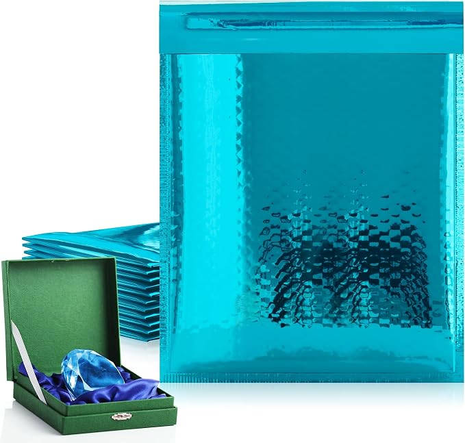 Glamour Metallic Bubble Mailers 8.5 x 11 Inches Teal, 300 Pack Padded Envelopes for Shipping, Mailing, Packaging Protection