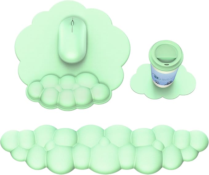 MOKURU Cloud Mouse Pad with Wrist Rest, Cloud Keyboard Wrist Rest, Mouse Pad Wrist Support, Ergonomic Keyboard Mouse Wrist Support (Green)