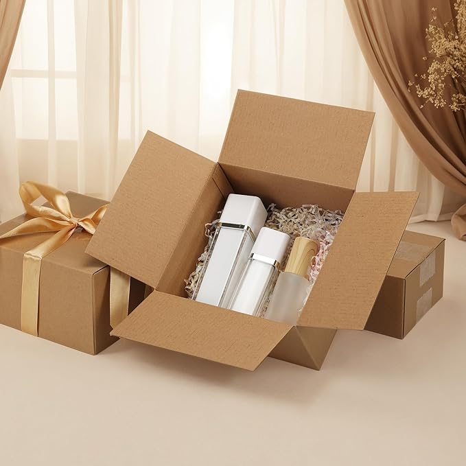 CRUGLA 25 Packs 7x7x4 Shipping Boxes for Small Business, Corrugated Cardboard Boxes Bulk for Shipping Packing Mailing