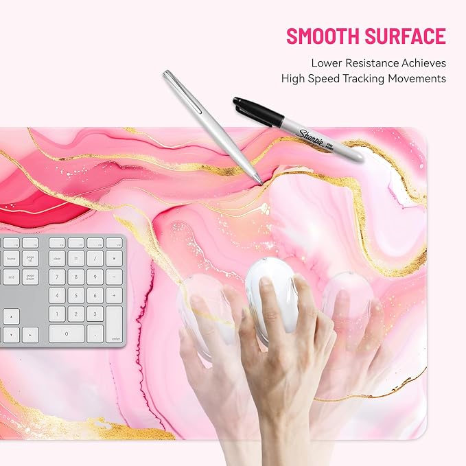 Mousepad Desk Mat Gaming Large Keyboard Cute Office Desktop Computer Laptop Marble XXL Long Giant Big Kawaii Aesthetic Girly Pretty Design Women Girl Gamer Oversized Wide 30x12'' Mousepad