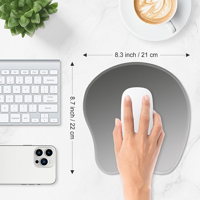 ITNRSIIET Mouse Pad Non-Slip Rubber Base Smooth Surface Stitched Edges Waterproof Durable Compatible with All Mice for Office & Gaming, Desk Accessory, 8.7x8.3x0.12 inch, Ash Gradient