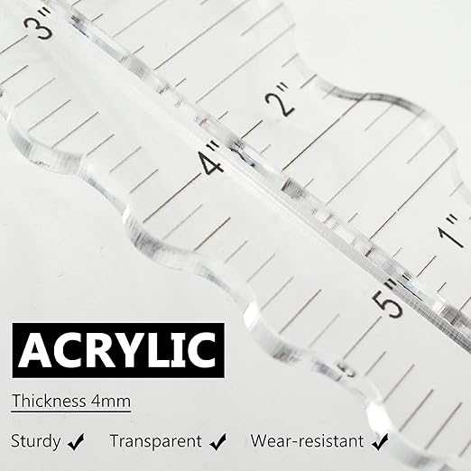 Acrylic Paper Tearing Ruler Craft Ruler for Cutting Paper to Wavy Line Jagged and Irregular Edges 12'' Measuring Tool for Engineering School Office Architect and Drawing