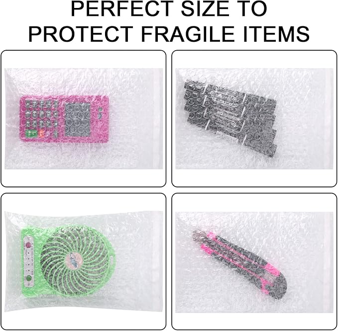50Pack Self-Seal Bubble Out Bag Pouches 6 x 8 Inch Small Bubble Pouches Bags, Double Walled Bubble Cushioning Bags, Self-Sealing Protective Wrap Cushioning Bags for Shipping, Packing, Moving