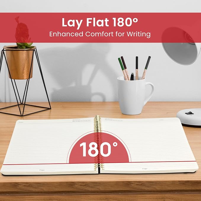 Taja Large Spiral Lined Notebook for Work, A4 Journal for Women & Men | Multi 8.5" x 11" Notebooks for Note taking, Writing & Journaling, College Ruled Pages, Plastic Cover, 6Pack