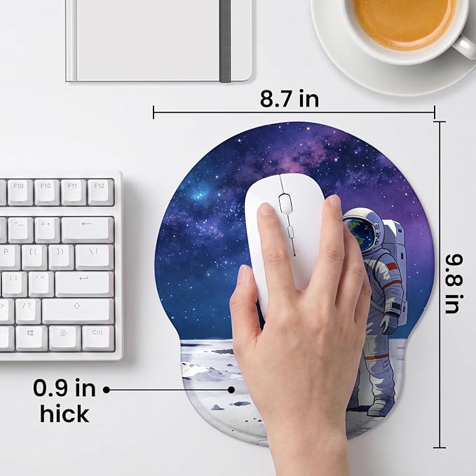 Mouse pad with Wrist Rest,Relieving Pain Memory Foam Computer pad, Ergonomic Desktop Mouse, Silicone Material Mouse pad, with Non-Slip PU Base (Space)