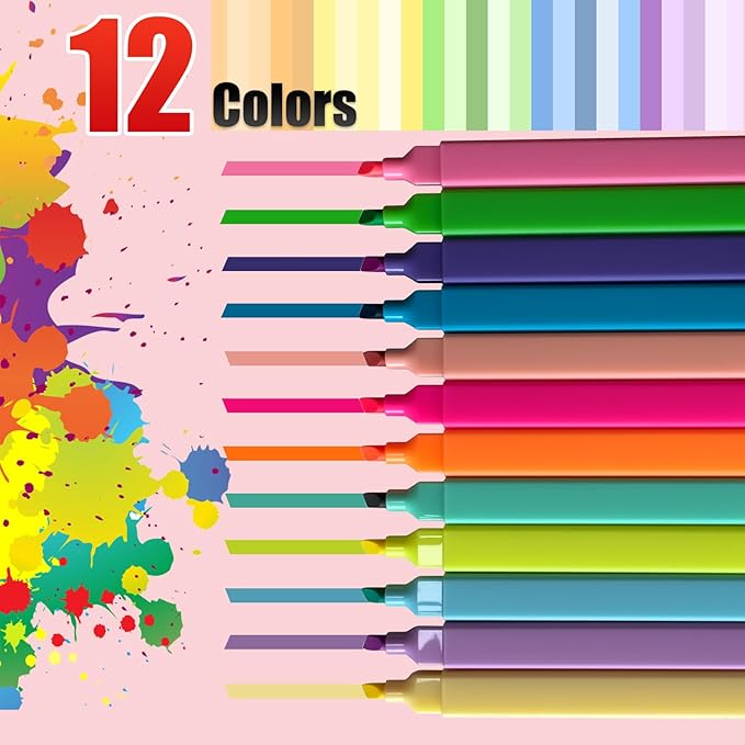 12pc Bible Highlighters And Pens No Bleed Cute Highlighter For Journaling, Candy Cute Pastel Highlighter