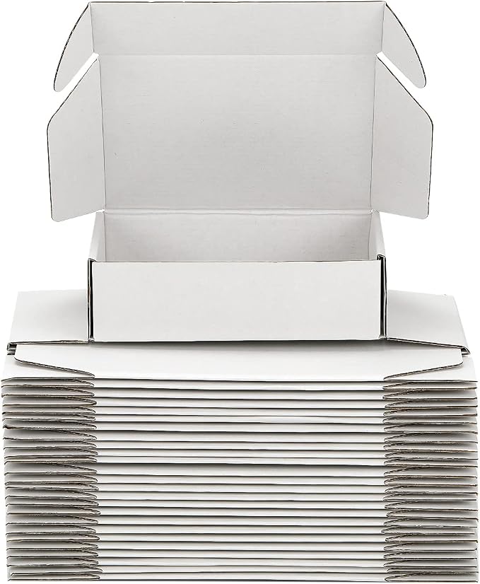 10x7x3 inch White Shipping Boxes for Small Business- Set of 25 | Sturdy ECT 32 Corrugated Cardboard Mailer Boxes, Easy Assemble for Packaging, Mailing, Gift Giving & Ecommerce Packing