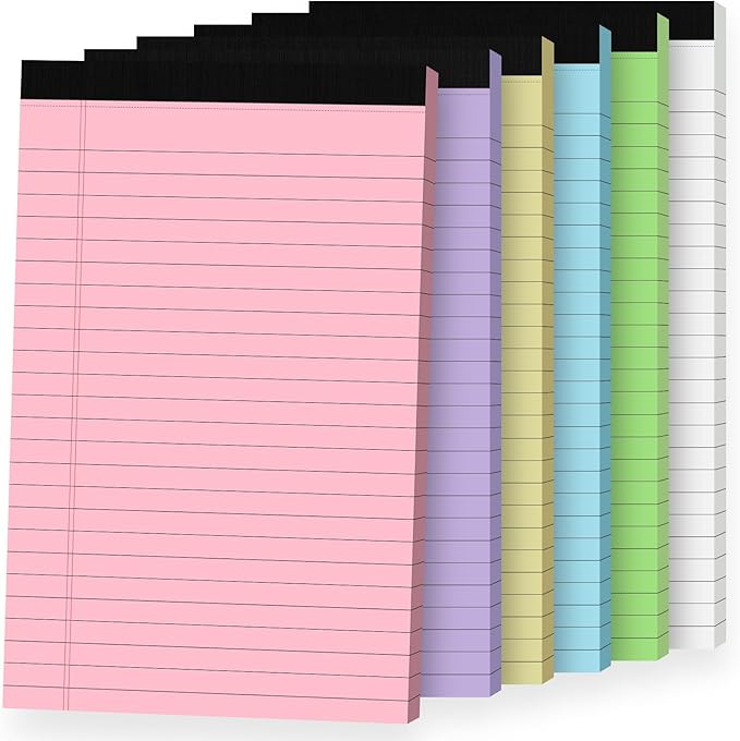 6pcs Small Note Pads, Colored Notepads 5x8 College Ruled Notebook, Writing Pads 5 x 8, Legal Pads, Pad Paper Perforate Notebooks for Work, Message, School, Office Supplies,30 Sheets/Pack