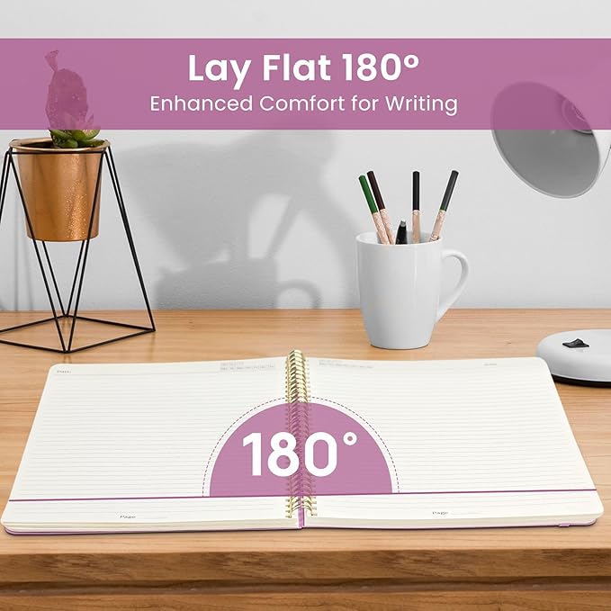 Taja Spiral Lined Notebook, 8.5"x11" Notebooks for Work, 6 Pack, Large A4 Journal for Women & Men, College Ruled Journaling Notebook for Writing, 6 Pcs, Plastic Cover Spiral Journal, Purple