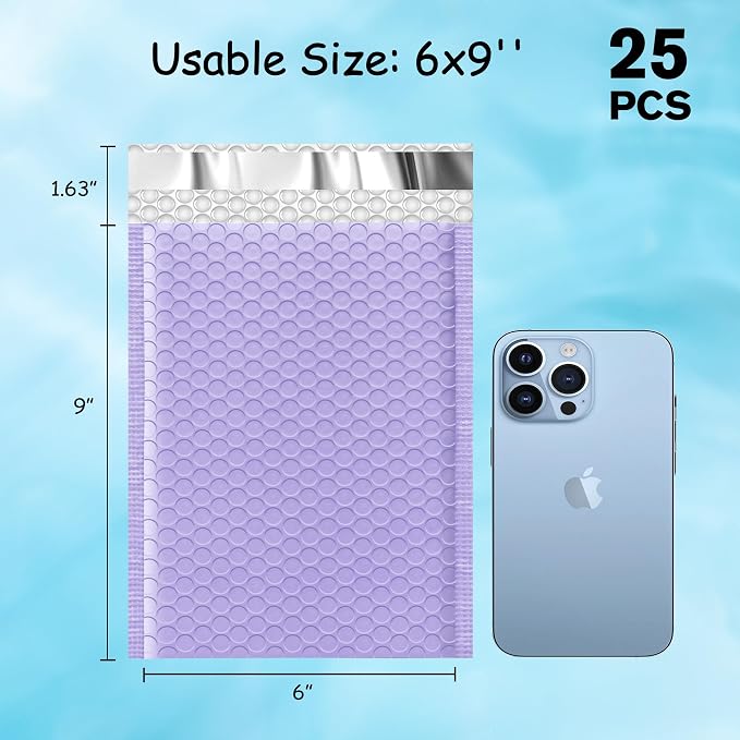 Thank You Bubble Mailers 6x10'' 25 Pack, Self Sealing Padded Envelopes, Strong Adhesion Bubble Envelopes, Waterproof Mailing Envelopes, Cushioning Shipping Envelopes - Purple
