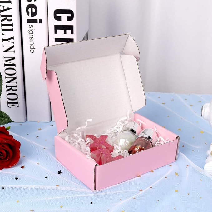 6x4x1.6 Pink Shipping Boxes for Small Business, 50 Pack Small Shipping boxes, Corrugated Cardboard Boxes for Shipping Packing