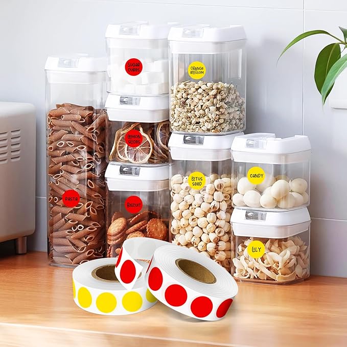 PARLAIM 1/2" Circle Dot Stickers 2 Rolls Pack 2000 Color Coded Labels for Home Commerce Business, Red + Yellow