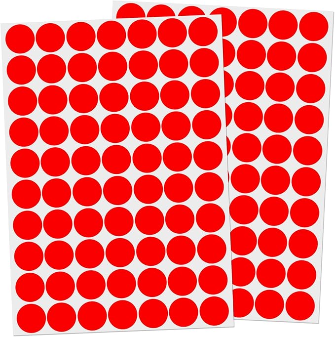 1400 Pcs Red Dot Stickers 3/4" Round Color Coding Label Circle Stickers Colored Dots for Office,Classroom,Papers Etc
