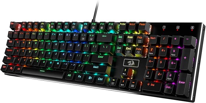Redragon K556 Wired RGB Mechanical Gaming Keyboard, 104-Key Aluminum Board | Rock-Solid Metal Build, 20 Backlits Immersive ESports Vibe, Hot-swap Comfortable Tactile Brown Switch for Long-Time Typing